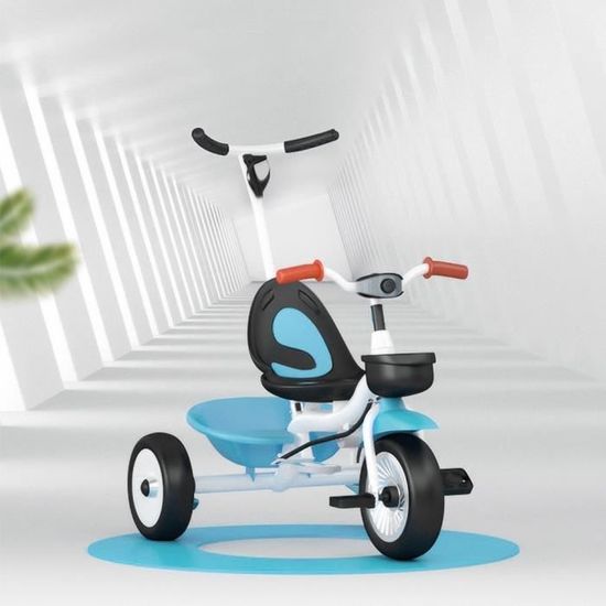 Tricycle évolutif Draisienne pour Enfant de 18 mois à 6 ans - Blanc Bleu - Charge Maximale 35 kg