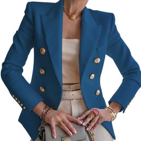 Blazer femme sale avec bouton doré