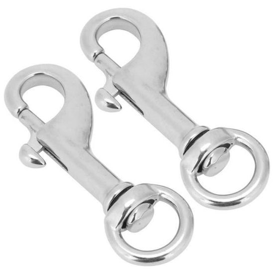 Mousqueton Plongée INOX VGEBY - Double Tête 360° Pivotant - Pour BCD, Équipement - Sécurité Sans Interstice
