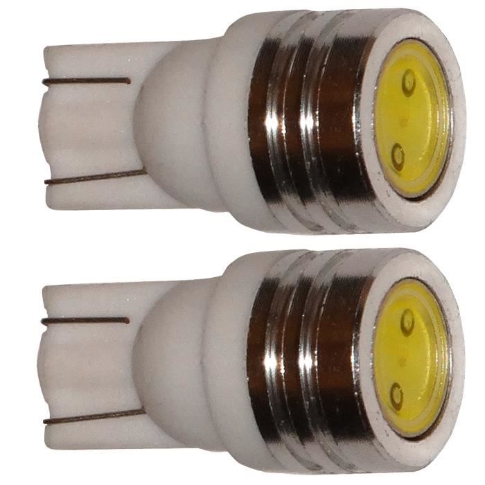 Aerzetix: 2x ampoule T10 W5W 12V à LED blanc effet xénon veilleuses éclairage intérieur seuils de porte plafonnier pieds lecteur