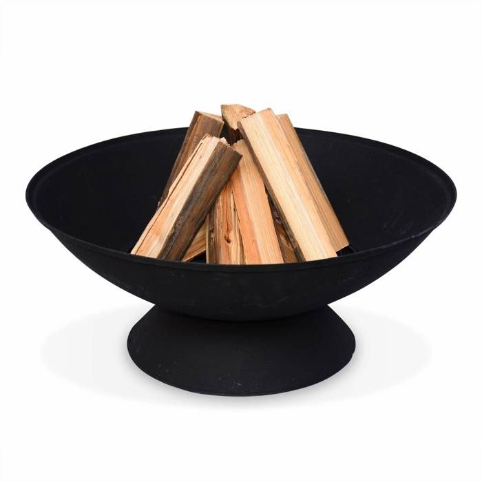 Braséro Etna en fonte Ø56cm, chauffage d'extérieur au bois, panier à bûches, brasier, coupe de feu
