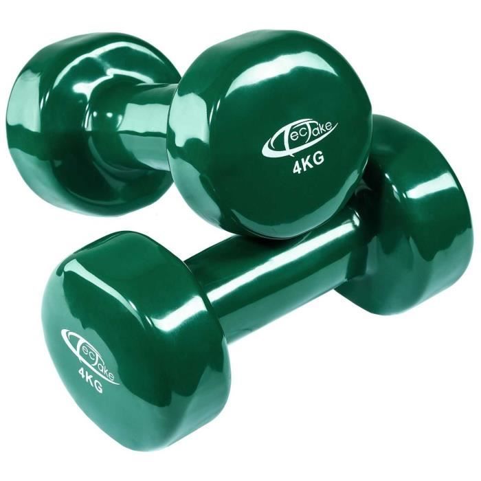 Ensemble 2x haltères en vinyle fitness poids aérobic musculation Gym yoga sport (4kg - vert)