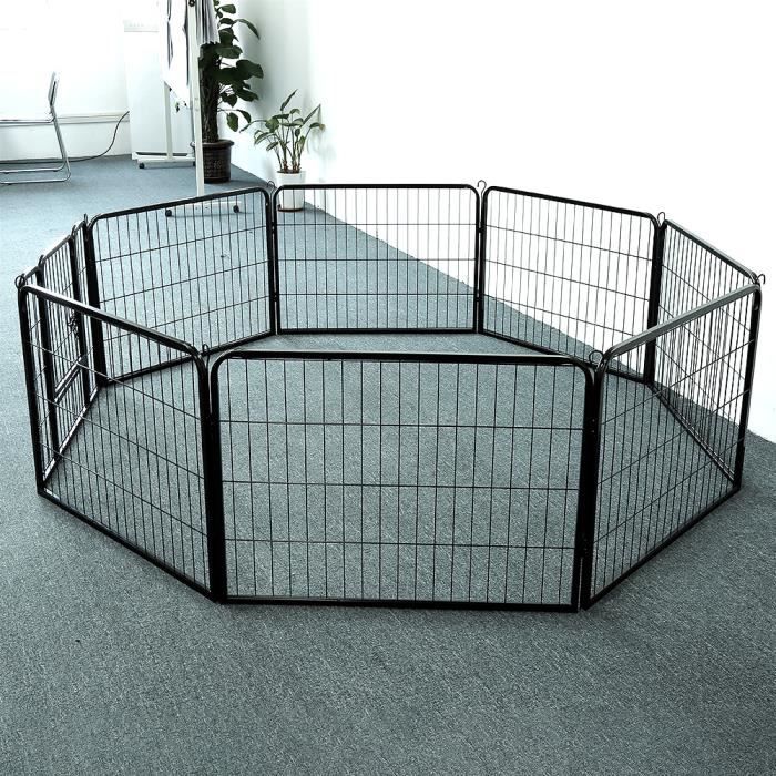 MIXMEST Enclos pour Petits Chiens Chiots Lapin Extérieur Intérieur 80 x 60 cm 8 Panneaux avec porte noir