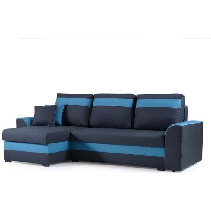 Canapé d'angle 4 places Bleu Tissu