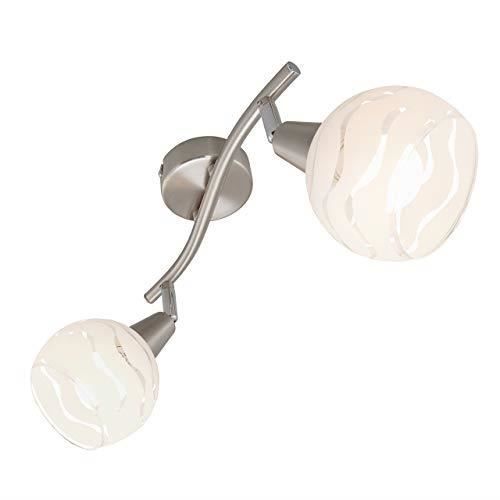 Briloner Leuchten 2046-022 Plafonnier 2 spots pivotants - abat-jours en verre partiellement satiné - compatible LED - 2046-02