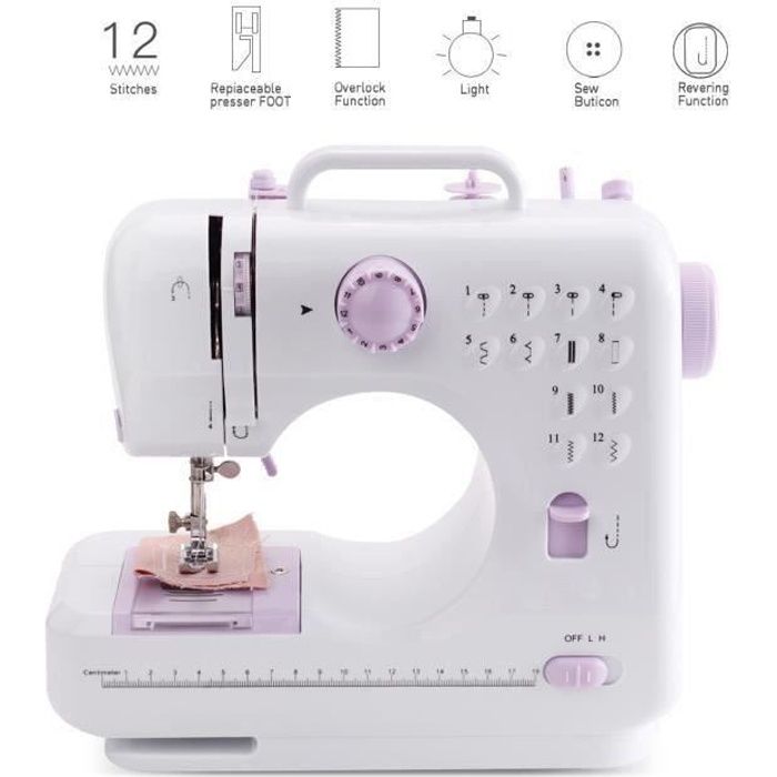LEXLIFE Machine à coudre Couture Ligne - 2 Vitesses - 12 motifs de points - Machine à Coudre électronique Multifonction avec lampe