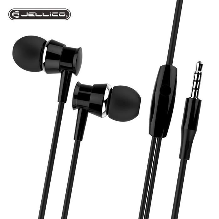 Jellico Écouteurs Filaires Écouteurs 3.5mm Filaire Écouteurs Super Bass Stéréo Sport Casque Pour Samsung Xiao - Type: Black -HF5088A
