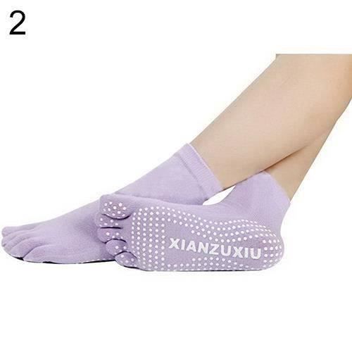 BH Femmes 5 Toes Yoga Gym Danse Sport Exercice Non Glissement Massage Fitness Chaussettes Chaudes Violet Clair - BHBDH824A4364