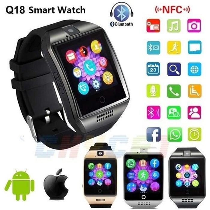 La montre de musique d'horloge Bluetooth Q18 montre intelligente prend en charge Android, Iphone avec carte SIM