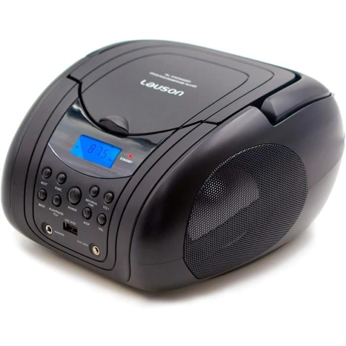 Lauson MX19 Boombox Lecteur CD Portable avec USB - Lecteur CD MP3 - Lecteur CD Portable - Tuner Radio FM - Casque CD Boombox USB, AU