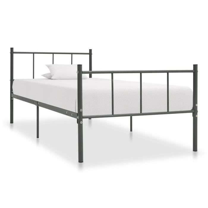 Chez Barry® 69058 Lit Grand Lit adulte enfant - Lit de Repos - Gris Métal 90 x 200 cm Haute qualité