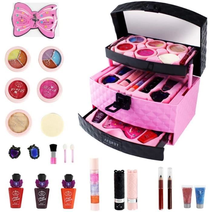 Trousse de Maquillage pour Enfant , Coffrets De Maquillage avec Miroir et Fermeture sécurisée pour Fille - TESTÉ DE SÉCURITÉ - Non T