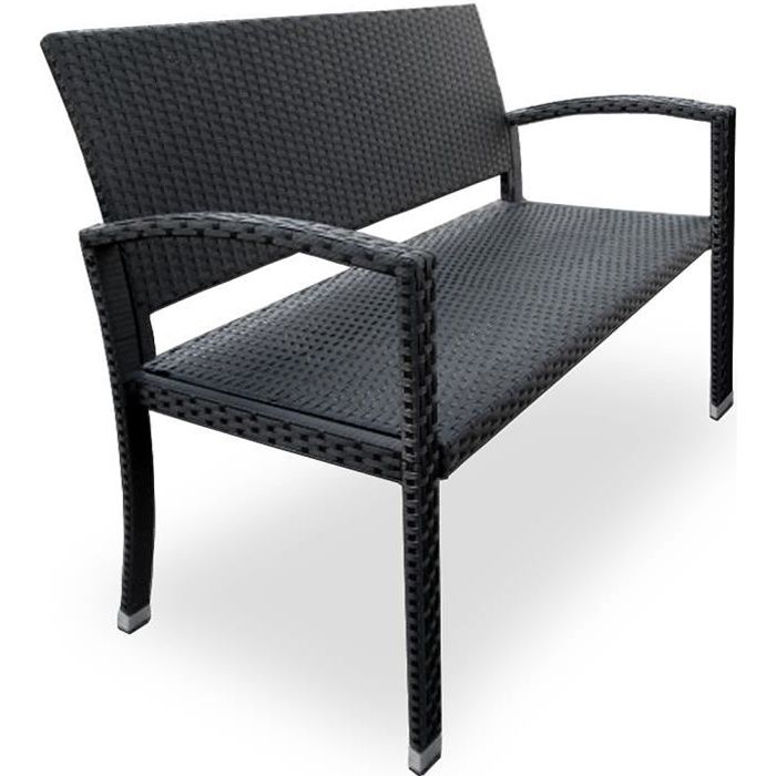 Deuba - Banc de Jardin • en polyrotin • Noir • résistant aux UV et aux intempéries - Mobilier, Meuble, siège, terrasse, Balcon