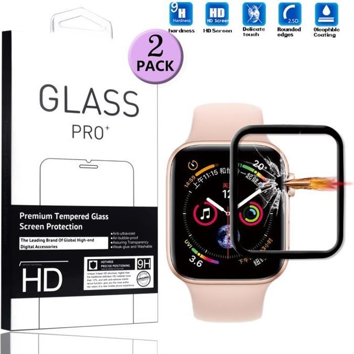 Pour Apple Watch Series 4 40mm Verre Trempé Couverture Complète [2 Pièces] Protecteur Protection Ecran Apple Watch 40mm Series 4