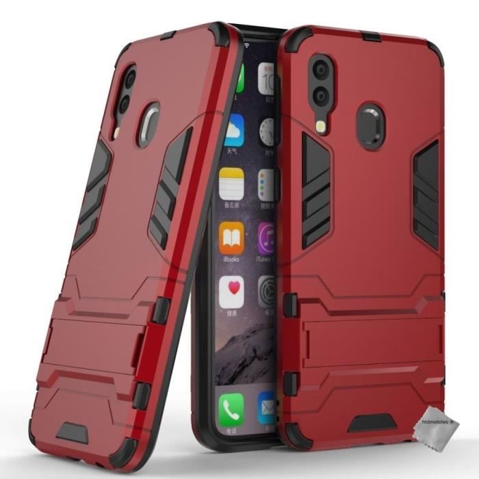 Coque rigide anti choc pour Samsung Galaxy A40 + film ecran - ROUGE