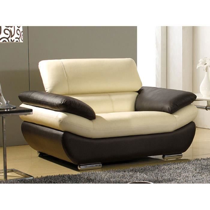 Fauteuil en cuir noir et blanc ROSY
