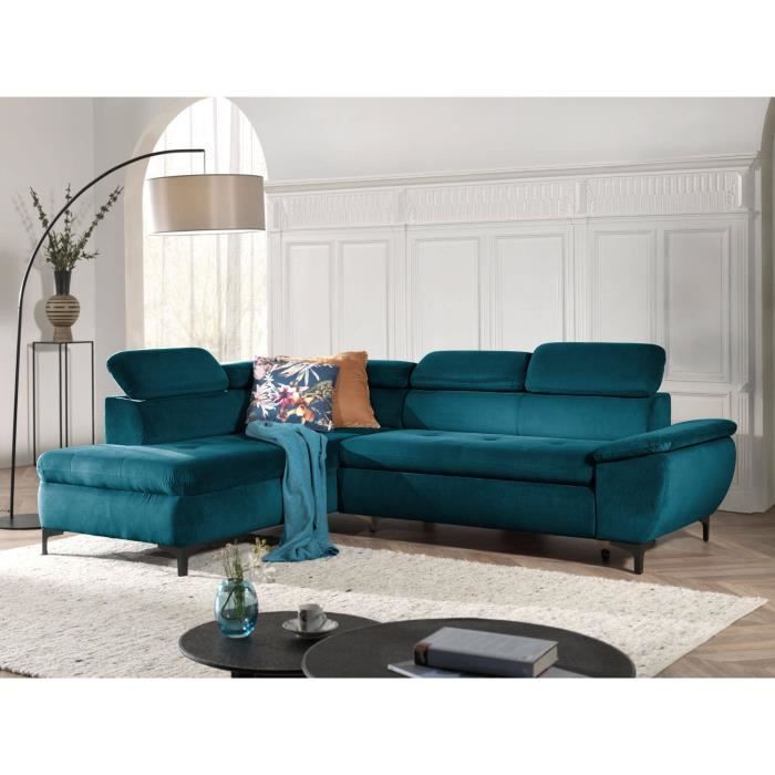 Canapé d'angle 5 places Bleu Tissu Contemporain