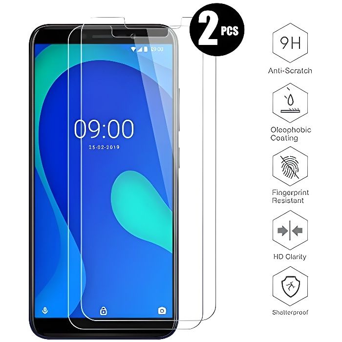 HYMY 2 Pièces Verre Trempé pour Wiko Y80 (5.99-) Film Protection d'écran en Verre Trempé Cristal Film Protection en Vitre [Anti-Empr
