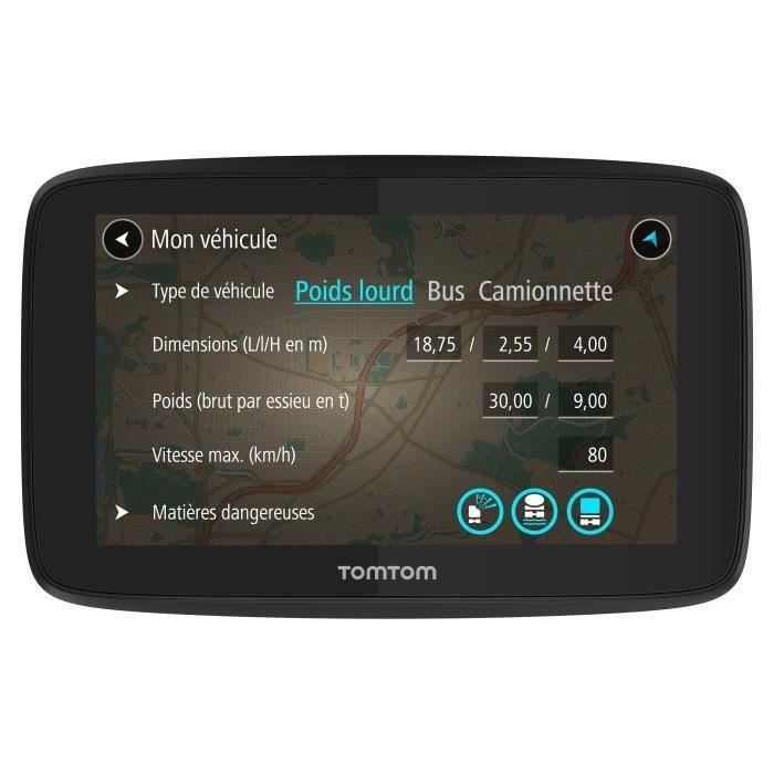 TomTom GO Professional 6250 - GPS poids lourds 6 pouces, cartographie Europe 49 pays, Wi-Fi intégré, carte SIM intégrée, appels main