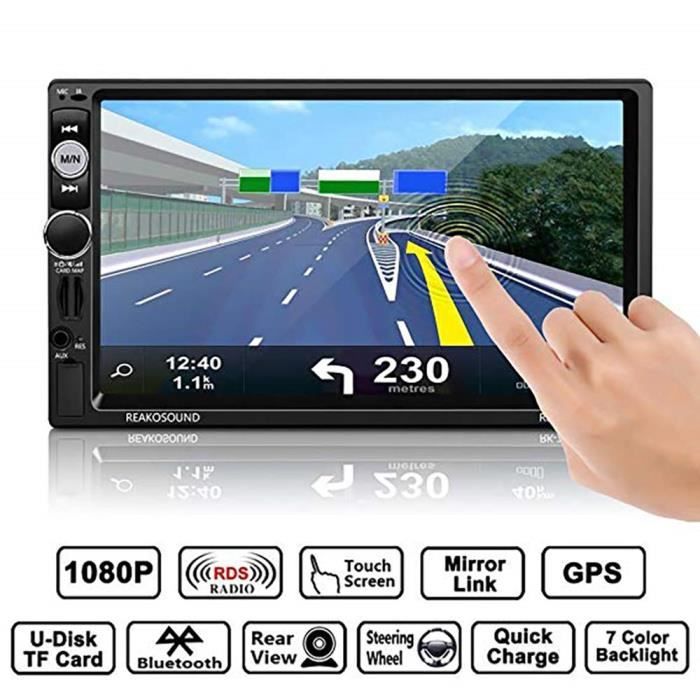 Autoradio MP5 Navigation GPS 1080P à 7- écran tactile voiture stéréo MP5 FM - TF - USB multimédia de voiture + caméra de recul