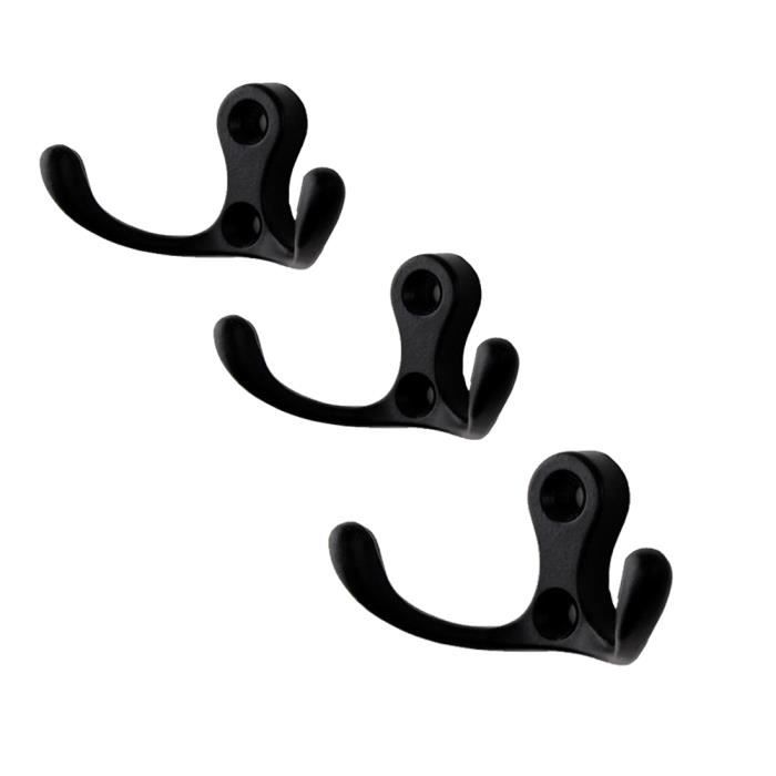 Lot de 3 Crochet de Porte Murale Rétro Métal Support Chapeau Porte-manteau pour WC Salle de bain Cuisine Noir