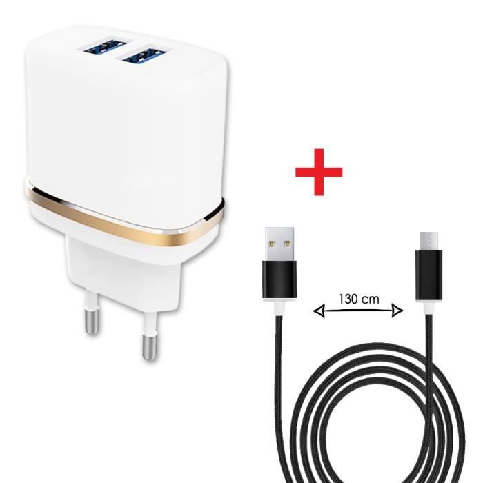Pack Câble Micro USB pour Infinix Hot 10 Chargeur ultra-puissant et rapide 2X (5V - 2,1A) - NOIR