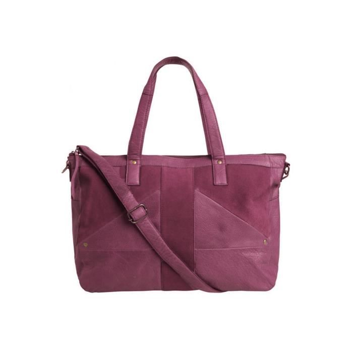 Sac en cuir bandoulière Femme Bordeaux
