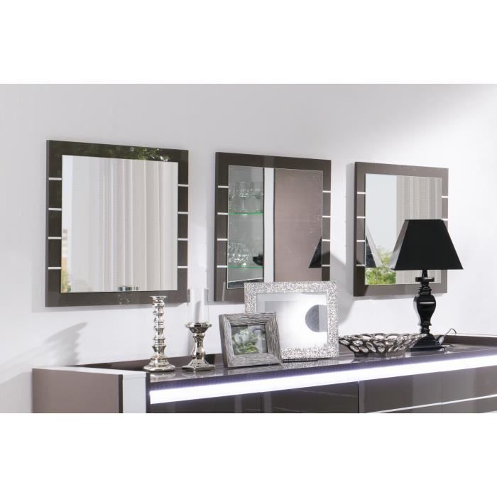 Miroirs design LINA. Lot de 3 pièces idéal pour embellir votre salon. Coloris gris et blanc brillant Gris