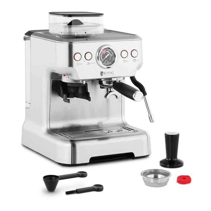 Machine à Café Expresso Cafetière Espresso Électrique Royal Catering RC-BCPM01 (1 450 W. 20 Bars. LCD. Filtre Simple. Filtre Double)
