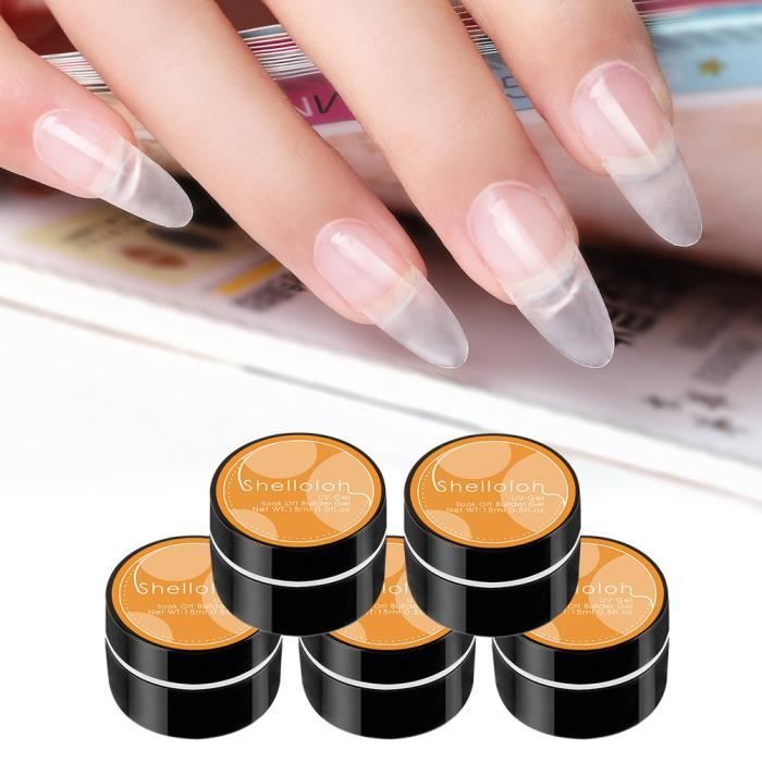 Lot de 5 pots UV Extension Gel Faux Ongle Poly Vernis Gel Building Gel Manucure kit Rapidement Gel de Construction