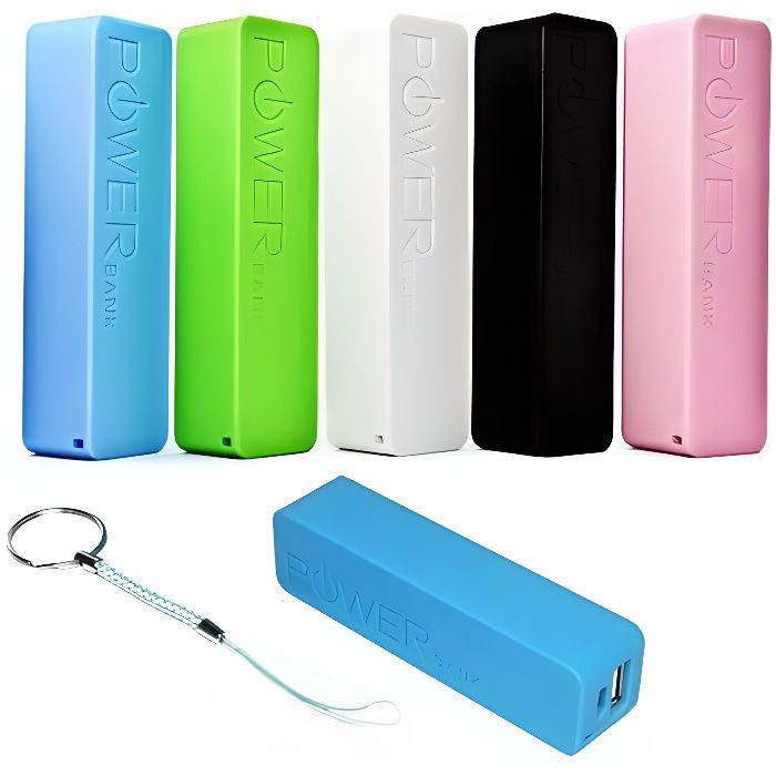 LOT DE 5 Batterie externe de secours 2600 mah - Powerbank - Noir - avec adaptateur Lightning pour Apple Iphone 5 / 5S / 6