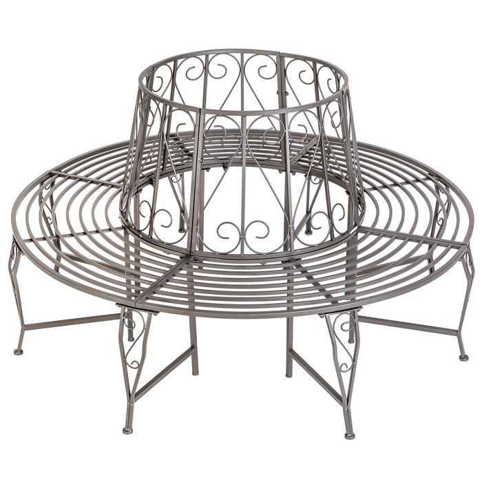 TECTAKE Banc de Jardin circulaire en Métal 164 cm x 164 cm x 89 cm Gris