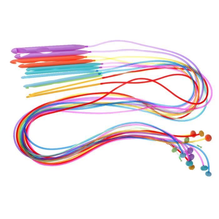 12x Aiguilles De Tissage En Plastique Crochet Tunisiens Afghans Flexibles Aiguille Crochet Couture