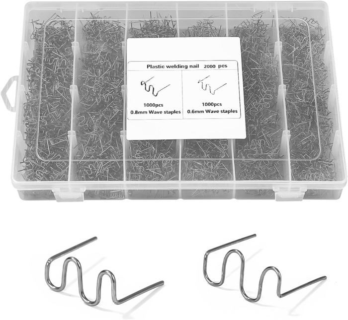 RYXZEN 800PCS Agrafes Chaudes 0.6mm 0.8mm Pour Soudure Plastique - Kit Réparation Pare-Chocs Voiture