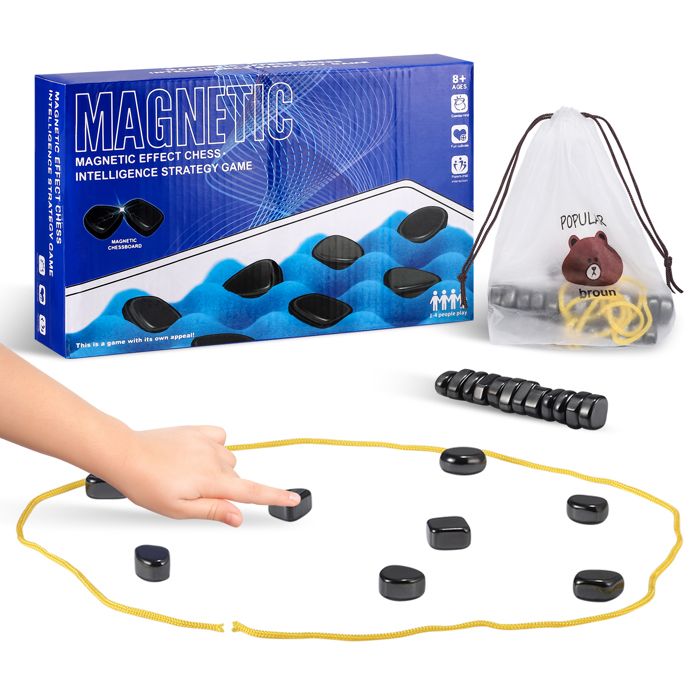 Jeu De Stratégie Magnétique Portable – 20 Pièces Aimantées + Cordon + Pochette, Jeu De Réflexion Tactique Pour Ados Et Adultes, Idéal Voyage Bureau