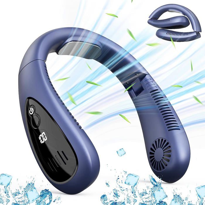 Ventilateur de cou portable, 3 vitesses, batterie 5000 mAh rechargeable USB, design sans pale, blanc (150 caractères) | Leroy Merlin Ventilateur de cou portable, 3 vitesses, batterie 5000 mAh rechargeable USB, design sans pale, blanc (150 caractères) | Leroy Merlin