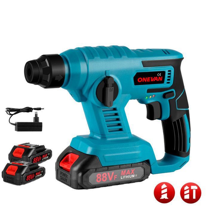 Perforateur Burin Sans Fil ONEVAN 21V 800W - 3-en-1 Perçage/burinage/visseuse, 1500 Tr/min | Set De 10 Forets + Mallette - 7