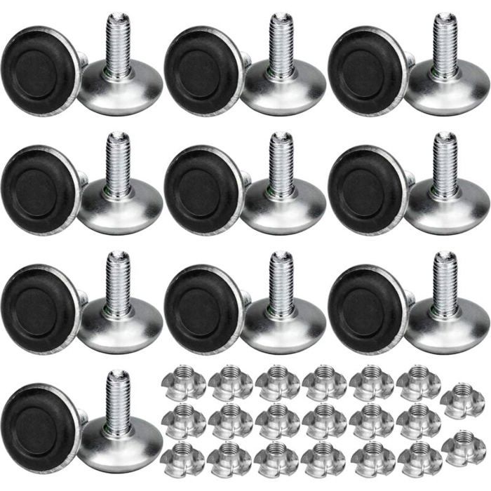 20 Pack Pied Vérin Réglable Pour Meuble Pied de Nivellement Aevc T-écrou Filetage M8x20x30mm Vis Support de Nivellement Pieds