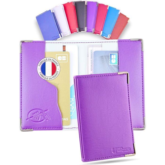 Porte-Cartes RFID Ugozen – Étui 4 Cartes Anti-Piratage Similicuir + Coins Métal, Fabrication Française, Homme & Femme !