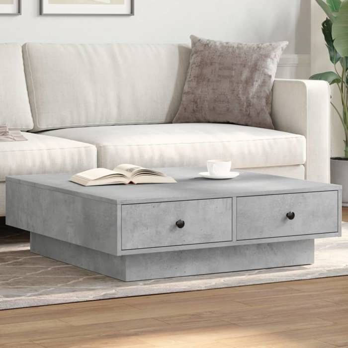 vidaXL Table basse Gris béton 90x90x28 cm Aggloméré 848090