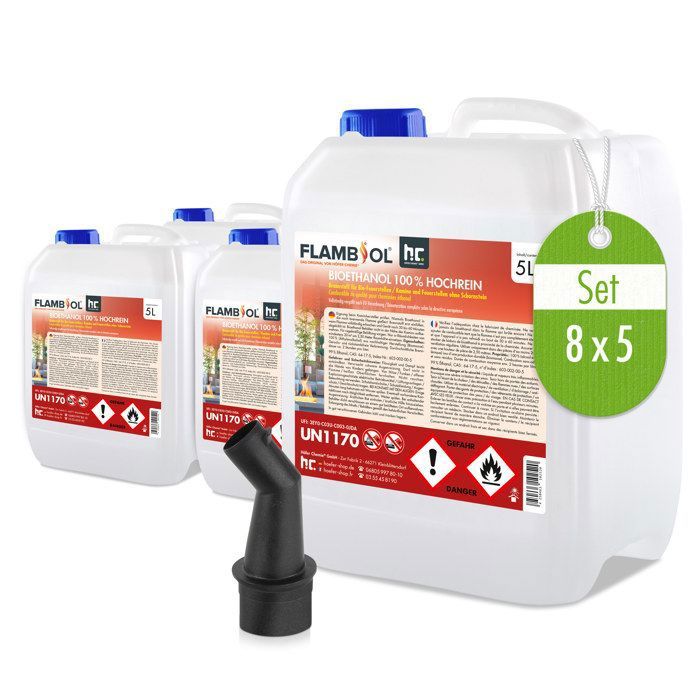 Bioéthanol 100% Dénaturé FLAMBIOL® en Bidon de Combustible Écologique - vue 2
