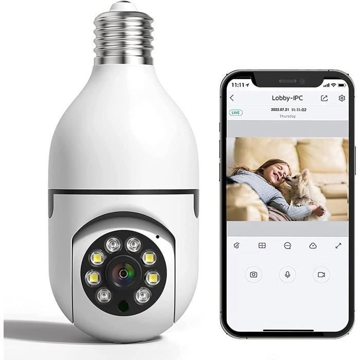Caméra Ampoule E27 Caméra De Surveillance IP Panoramique PTZ 360 Caméra De Sécurité sans Fil pour Maison avec