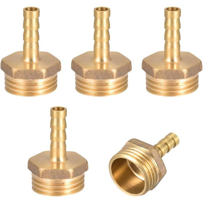 Raccord Laiton Barbelé 10mm X 3/8" G Mâle - Lot De 5 - Neuf - Uxcell