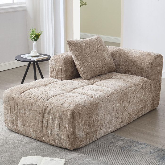 Meridienne Canapé chaise longue confortable Canapé moelleux avec coussinet poches latérale soigné et élégant- SWEIKO - Kaki Meridienne Canapé chaise longue confortable Canapé moelleux avec coussinet poches latérale soigné et élégant- SWEIKO - Kaki