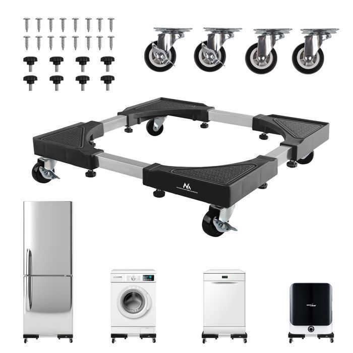 Maclean - Rouleau pour meubles - Dispositif de déplacement de meubles - Rehausseur pour lave-linge à 4 roues - 700-900mm - 200kg