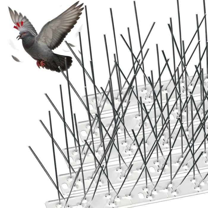 Tunejoy Pic Anti Pigeon en Acier Inoxydable 1 Mètre Pique Anti Pigeons pour Balcon Pique Anti Oiseaux pour Fenêtre Clôture Toit 25cm 4 Pièces
