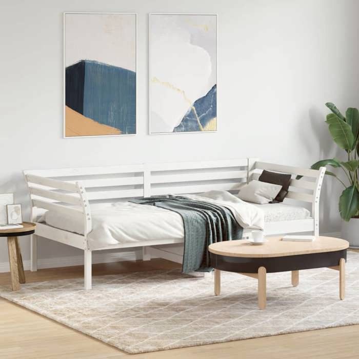 Lit simple-Banquette lit/Lit de jour-sans matelas- Lit de jour sans matelas blanc 90x190 cm - bois de pin massif 70180