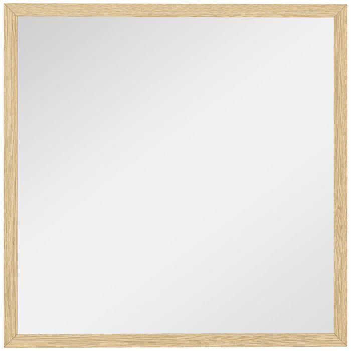 Miroir mural HOMCOM carré 50 x 50 cm cadre en bois naturel idéal pour la salle de bain salon ou chambre