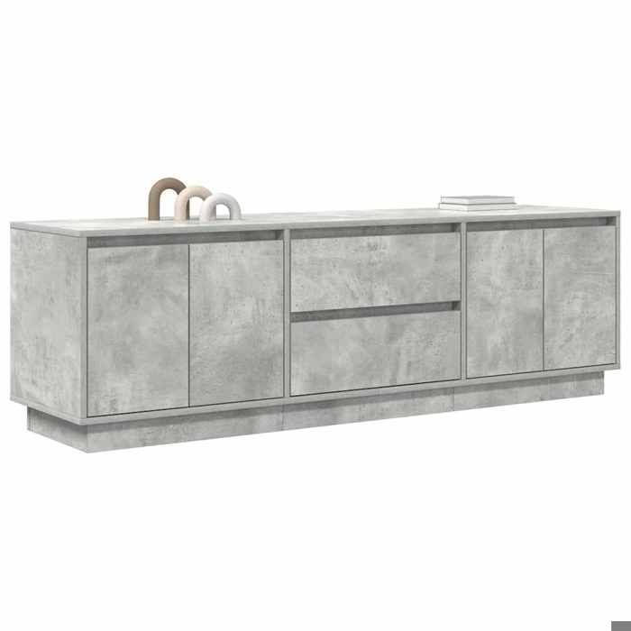 NEUF Armoire TV - Gris - Meuble TV - TABLE TV - avec lumières LED - gris béton 160 5x41x50 cm - TT3127
