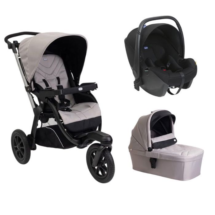 CHICCO - Poussette Trio Activ3 + Siège Auto Kory + Nacelle Activ3 Nut